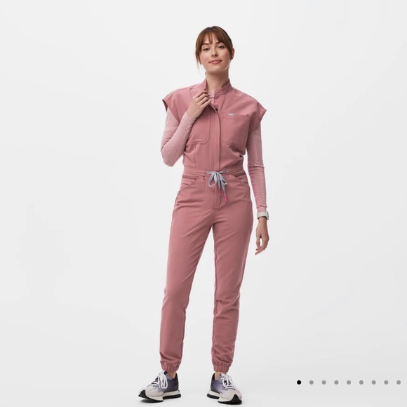 Figs Pants - NWT FIGS Rafaela Cargo ScrubJumpsuit in Mauve